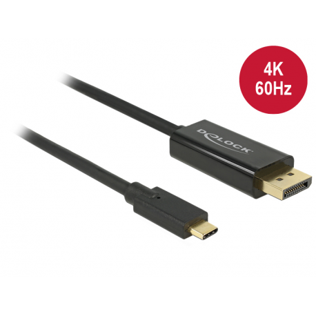 DeLOCK - External video adapter - USB-C - DisplayPort - black - retail - 2m - 2