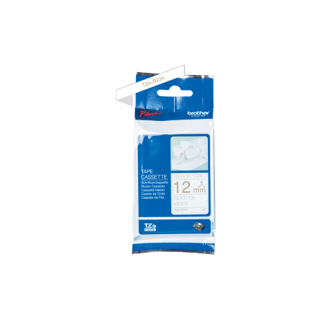 Brother TZe-R234 - Gold on white - Roll (1.2 cm x 4 m) 1 cassette(s) ribbon tape - for Brother PT-D210, D600, H110, P750, P950; P-Touch Cube PT-P300; P-Touch Cube Pro PT-P910 - 1