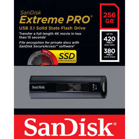 SanDisk Extreme Pro - USB flash drive - 256 GB - USB 3.1 - 6