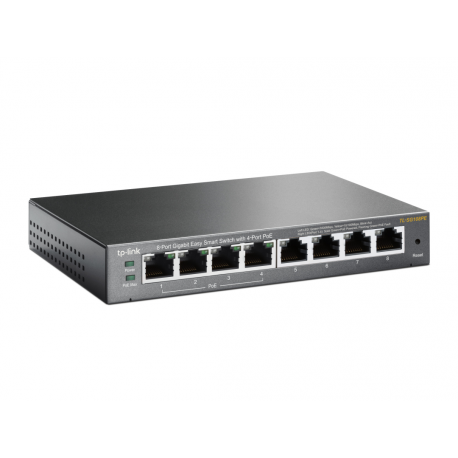 TP-LINK Easy Smart TL-SG108PE - Switch - smart - 4 x 10 / 100 / 1000 (4 PoE) + 4 x 10 / 100 / 1000 - desktop - PoE (55 W) - 1