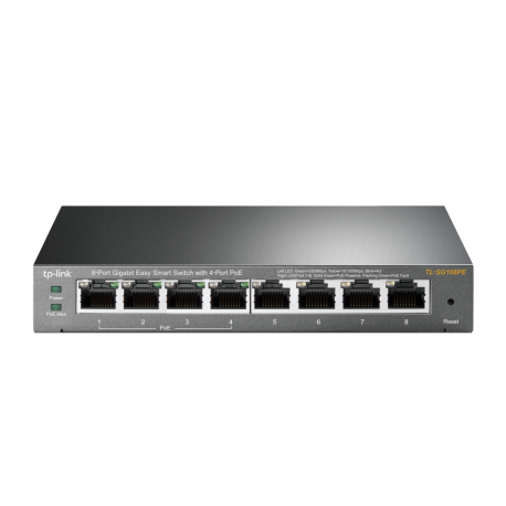 TP-LINK Easy Smart TL-SG108PE - Switch - smart - 4 x 10 / 100 / 1000 (4 PoE) + 4 x 10 / 100 / 1000 - desktop - PoE (55 W) - 4