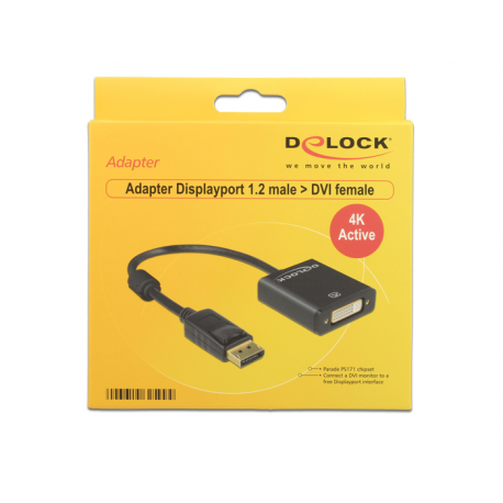 DeLOCK - DisplayPort adapter - DisplayPort (M) to DVI-I (F) - 20 cm - active - black - 2