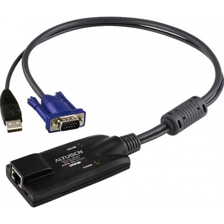 ATEN KA7570 USB KVM Adapter Cable - Keyboard / video / mouse (KVM) cable - RJ-45 (F) to USB, HD-15 (VGA) (M) - for ALTUSEN KH1508A, KH1516A, KH2508A, KH2516A - 4