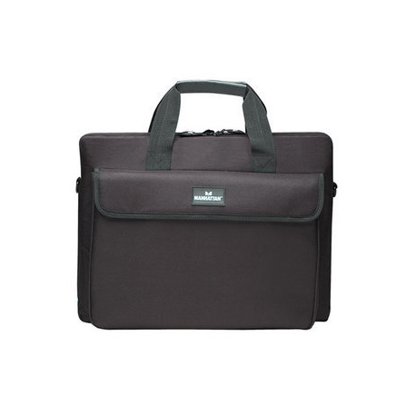 Manhattan London Laptop Bag 15.6", Top Loader, Black, LOW COST, Accessories Pocket, Shoulder Strap (removable), Cheaper alternative to Targus TAR300, Notebook Case, Three Year Warranty - Notebook carrying case - 15.6" - black - 2