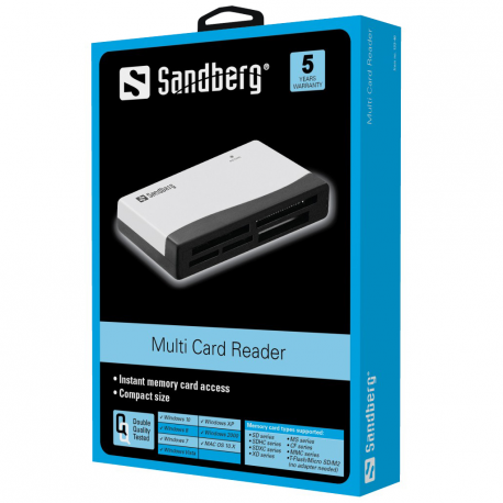 Sandberg Multi Card Reader - Card reader (MS, MMC, SD, xD, CF, TransFlash, microSD, SDHC, MS Micro) - USB 2.0 - 1