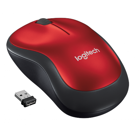 Logitech M185 - Mouse - optical - wireless - 2.4 GHz - USB wireless receiver - red - 2