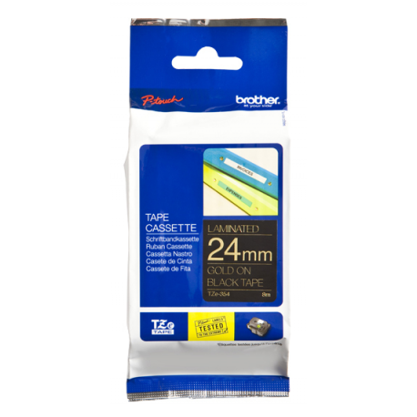 Brother TZe-354 - Self-adhesive - gold on black - Roll (2.4 cm x 8 m) 1 cassette(s) laminated tape - for Brother PT-D600; P-Touch PT-3600, D800, E550, E800, P750, P900, P950; P-Touch EDGE PT-P750 - 2