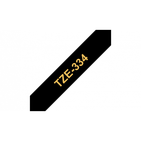 Brother TZe-334 - Standard adhesive - gold on black - Roll (1.2 cm x 8 m) 1 cassette(s) laminated tape - for Brother PT-D210, D600, H110; P-Touch PT-1005, 1880, E800, H110; P-Touch Cube Plus PT-P710 - 1