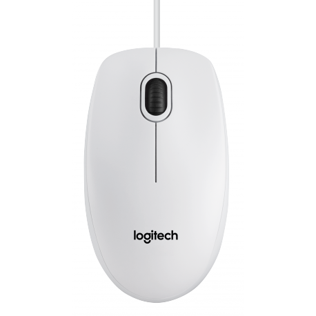 Logitech B100 - Mouse - right and left-handed - optical - 3 buttons - wired - USB - white - 2