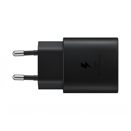 Samsung Fast Charging Wall Charger EP-TA800 - Power adapter - 25 Watt - 3 A - SFC (USB-C) - on cable: USB-C - black - for Galaxy A20, A50, A70, A8s, M30, M40, Note10, S20, S20 5G, S20+ 5G, Z Flip, Z Flip 5G - 0