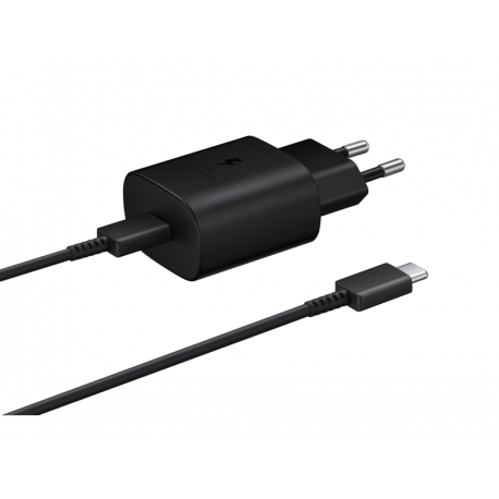 Samsung Fast Charging Wall Charger EP-TA800 - Power adapter - 25 Watt - 3 A - SFC (USB-C) - on cable: USB-C - black - for Galaxy A20, A50, A70, A8s, M30, M40, Note10, S20, S20 5G, S20+ 5G, Z Flip, Z Flip 5G - 2