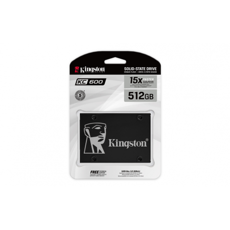 Kingston KC600 - SSD - encrypted - 1 TB - internal - 2.5" - SATA 6Gb / s - 256-bit AES - Self-Encrypting Drive (SED), TCG Opal Encryption - 3