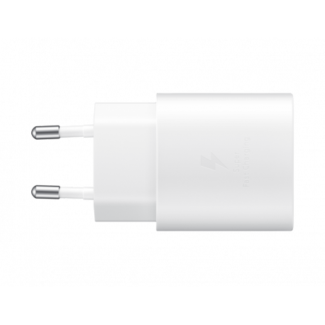 Samsung Fast Charging Wall Charger EP-TA800 - Power adapter - 25 Watt - 3 A - Ultra Fast Charge (USB-C) - on cable: USB-C - white - for Galaxy A20, A50, A70, A8s, M30, M40, Note10, S20, S20 5G, S20+ 5G, Z Flip, Z Flip 5G - 0