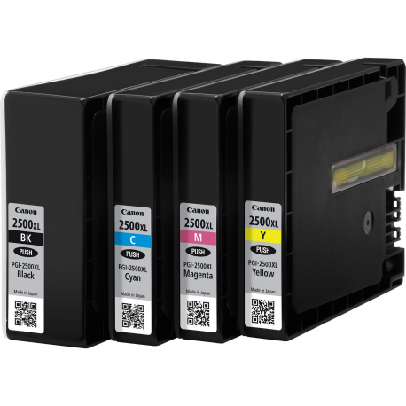 Canon PGI-2500 BK / C / M / Y Multipack - 4-pack - black, yellow, cyan, magenta - original - ink tank - for MAXIFY iB4050, iB4150, MB5050, MB5150, MB5155, MB5350, MB5450, MB5455 - 1