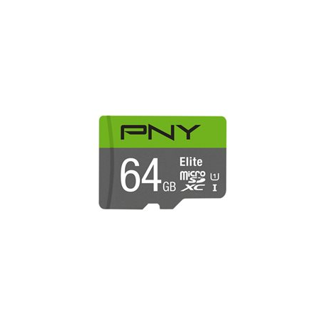 PNY Elite - Flash memory card - 64 GB - UHS-I U1  /  Class10 - microSDXC UHS-I - 0