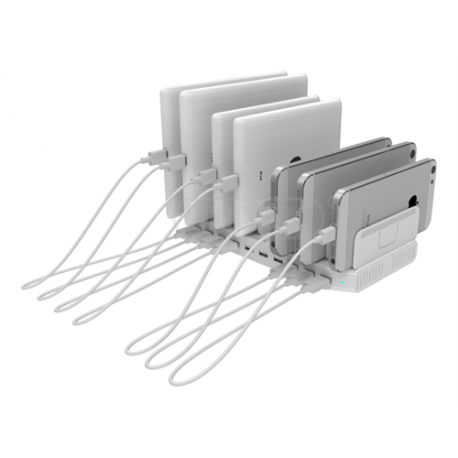 Unitek Smart Charging Station - Charging stand + AC power adapter - 2.4 A - 10 output connectors (USB) - 2