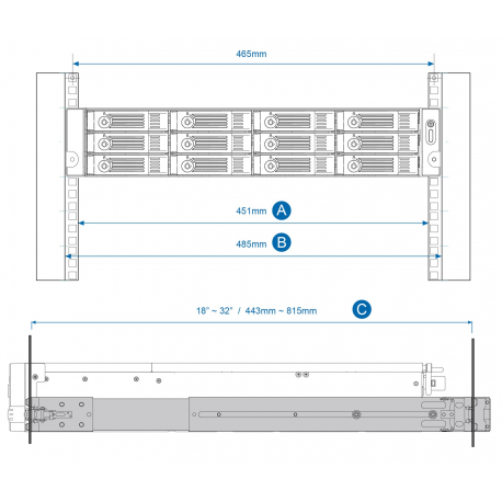 QNAP RAIL-B02 - Rack rail kit - 1