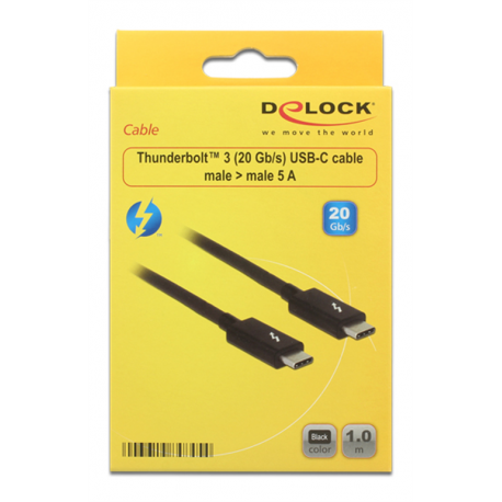 DeLOCK - Thunderbolt cable - USB-C (M) to USB-C (M) - USB 3.1 Gen 2 / Thunderbolt 3 / DisplayPort 1.2a - 20 V - 5 A - 1 m - 4K support - black - 1