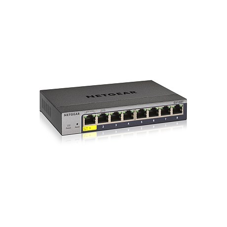 NETGEAR Smart GS108Tv3 - Switch - smart - 8 x 10 / 100 / 1000 - desktop, wall-mountable - DC power - 0
