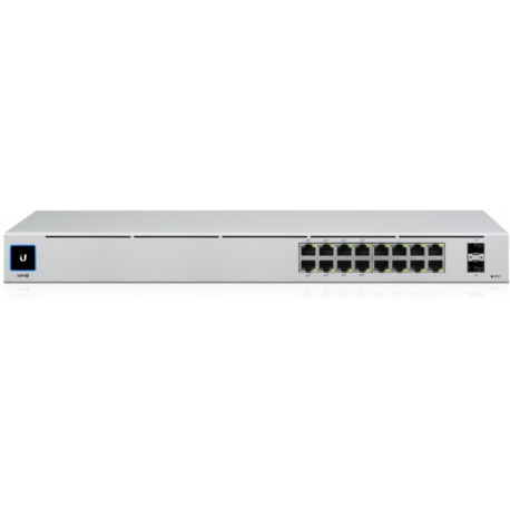 Ubiquiti UniFi Switch USW-16-POE - Switch - Managed - 16 x 10 / 100 / 1000 (8 PoE+) + 2 x Gigabit SFP - desktop, rack-mountable - PoE+ (42 W) - 0