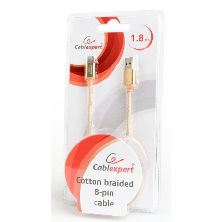 Cablexpert - Lightning cable - USB male to Lightning male - 1.8 m - gold - for Apple iPad / iPhone / iPod (Lightning) - 2