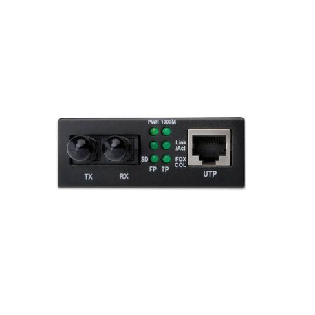 DIGITUS Professional DN-82110-1 - Fibre media converter - GigE - 10Base-T, 1000Base-SX, 100Base-TX, 1000Base-T - RJ-45 / ST multi-mode - up to 500 m - 850 nm - 1