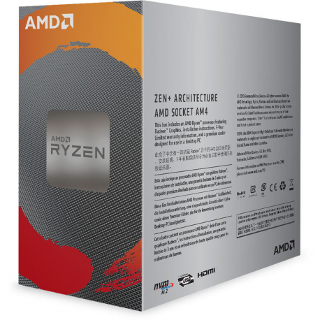 AMD Ryzen 3 3200G - 3.6 GHz - 4 cores - 4 threads - 4 MB cache - Socket AM4 - Box - 2