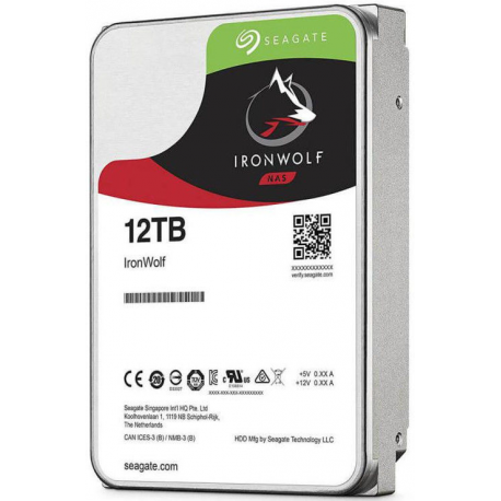 Seagate IronWolf ST12000VN0008 - Hard drive - 12 TB - internal - 3.5" - SATA 6Gb / s - 7200 rpm - buffer: 256 MB - 1