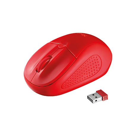 Trust Primo - Mouse - right and left-handed - optical - wireless - USB wireless receiver - red - 3