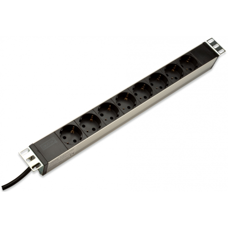 DIGITUS DN-95401 - Power strip ( rack-mountable ) - input: power - output connectors: 8 ( power ) - 19" - 2 m - black - EU1-16P plug - 1