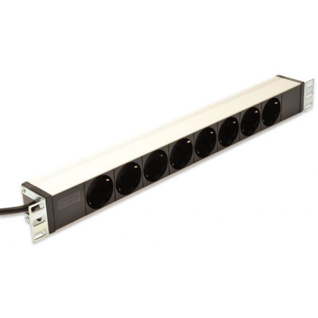 DIGITUS DN-95401 - Power strip ( rack-mountable ) - input: power - output connectors: 8 ( power ) - 19" - 2 m - black - EU1-16P plug - 2