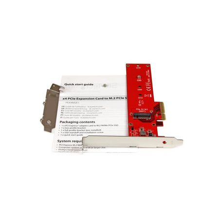 StarTech.com M2 PCIe SSD Adapter - x4 PCIe 3.0 NVMe / AHCI / NGFF / M-Key - Low Profile and Full Profile - SSD PCIe M.2 Adapter (PEX4M2E1) - Interface adapter - M.2 - Expansion Slot to M.2 - M.2 Card - PCIe x4 - red - for P / N: BNDTB10GI, BNDTB210GSFP, BNDTB310GNDP, BNDTB410GSFP, BNDTB4M2E1, BNDTBUSB3142 - 4