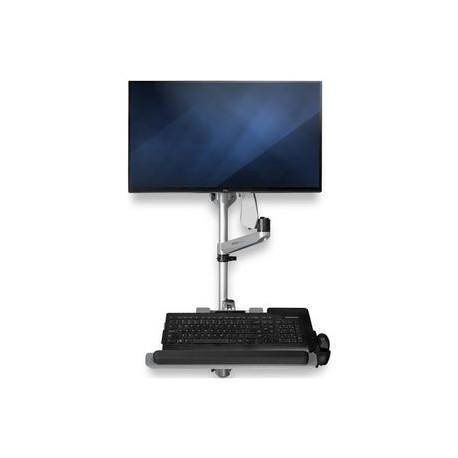 StarTech.com Wall Mount Workstation, Articulating Standing Desk w / Ergonomic Height Adjustable Monitor Arm & Padded Keyboard Tray, 34" VESA Display, Foldable Wall Mounted Sit Stand Desk - Foldable Standing Desk (WALLSTSI1) - Mounting kit (pole, mouse holder, wrist rest, spring arm, wall mount bracket, keyboard tray, monitor mount, wall mount bracket with lock plate, swivel arm with logo, 2 x swivel arms, mouse tray, mouse tray fixed plate, EVA mouse pad) - for LCD display / PC equipment - plastic, aluminium, steel - silver - screen size: 13"-30" - wall-mountable - TAA Compliant - 4