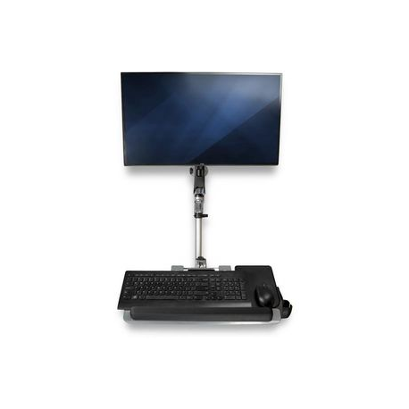 StarTech.com Wall Mount Workstation, Articulating Standing Desk w / Ergonomic Height Adjustable Monitor Arm & Padded Keyboard Tray, 34" VESA Display, Foldable Wall Mounted Sit Stand Desk - Foldable Standing Desk (WALLSTSI1) - Mounting kit (pole, mouse holder, wrist rest, spring arm, wall mount bracket, keyboard tray, monitor mount, wall mount bracket with lock plate, swivel arm with logo, 2 x swivel arms, mouse tray, mouse tray fixed plate, EVA mouse pad) - for LCD display / PC equipment - plastic, aluminium, steel - silver - screen size: 13"-30" - wall-mountable - TAA Compliant - 5