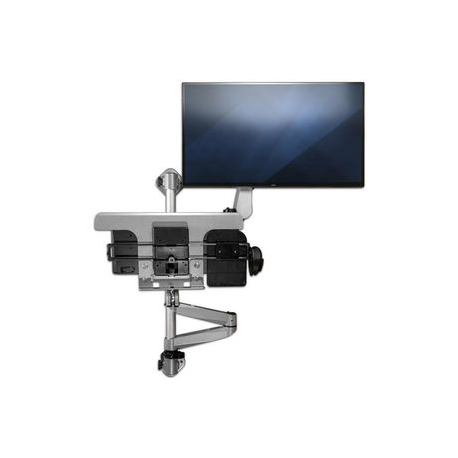 StarTech.com Wall Mount Workstation, Articulating Standing Desk w / Ergonomic Height Adjustable Monitor Arm & Padded Keyboard Tray, 34" VESA Display, Foldable Wall Mounted Sit Stand Desk - Foldable Standing Desk (WALLSTSI1) - Mounting kit (pole, mouse holder, wrist rest, spring arm, wall mount bracket, keyboard tray, monitor mount, wall mount bracket with lock plate, swivel arm with logo, 2 x swivel arms, mouse tray, mouse tray fixed plate, EVA mouse pad) - for LCD display / PC equipment - plastic, aluminium, steel - silver - screen size: 13"-30" - wall-mountable - TAA Compliant - 6