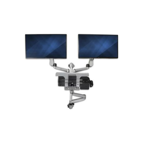 StarTech.com Wall Mount Workstation, Articulating Standing Desk w / Ergonomic Height Adjustable Dual Monitor Arm & Keyboard Tray, 2x 30" VESA Displays, Foldable Wall Mounted Sit Stand Desk - Foldable Standing Desk (WALLSTSI2) - Mounting kit (pole, mouse holder, wrist rest, wall mount bracket, keyboard tray, 2 display brackets, 2 x spring arms, 2 x swivel arms with logo, monitor shoulder, wall mount bracket with lock plate, 2 x swivel arms, mouse tray, mouse tray fixed plate, EVA mouse pad) - for 2 LCD displays / keyboard / mouse - plastic, aluminium, steel - silver - screen size: 13"-30" - wall-mountable - TAA Compliant - 4
