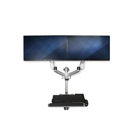 StarTech.com Wall Mount Workstation, Articulating Standing Desk w / Ergonomic Height Adjustable Dual Monitor Arm & Keyboard Tray, 2x 30" VESA Displays, Foldable Wall Mounted Sit Stand Desk - Foldable Standing Desk (WALLSTSI2) - Mounting kit (pole, mouse holder, wrist rest, wall mount bracket, keyboard tray, 2 display brackets, 2 x spring arms, 2 x swivel arms with logo, monitor shoulder, wall mount bracket with lock plate, 2 x swivel arms, mouse tray, mouse tray fixed plate, EVA mouse pad) - for 2 LCD displays / keyboard / mouse - plastic, aluminium, steel - silver - screen size: 13"-30" - wall-mountable - TAA Compliant - 6