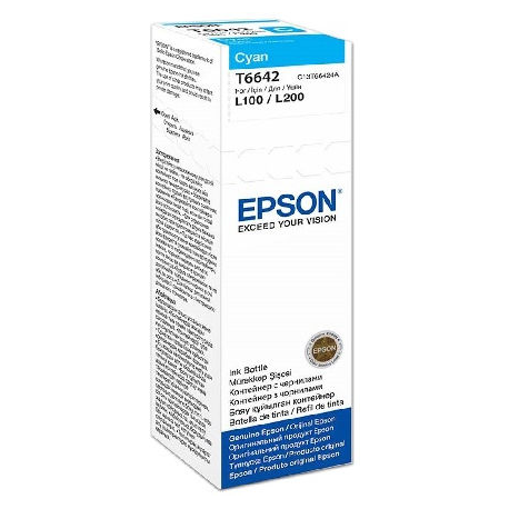 Epson T6642 - 70 ml - cyan - original - ink refill - for Epson L386; EcoTank ET-2600, 2650, L121, L1455; EcoTank ITS L3050, L3060, L3070 - 1