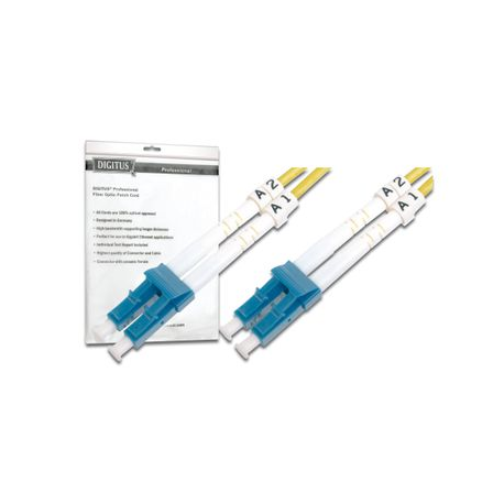 DIGITUS - Patch cable - LC single-mode (M) to LC single-mode (M) - 1 m - fibre optic - 9 / 125 micron - OS2 - booted, halogen-free - yellow - 1