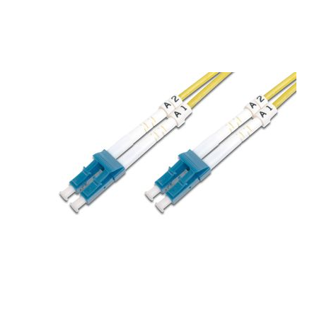 DIGITUS - Patch cable - LC single-mode (M) to LC single-mode (M) - 1 m - fibre optic - 9 / 125 micron - OS2 - booted, halogen-free - yellow - 2