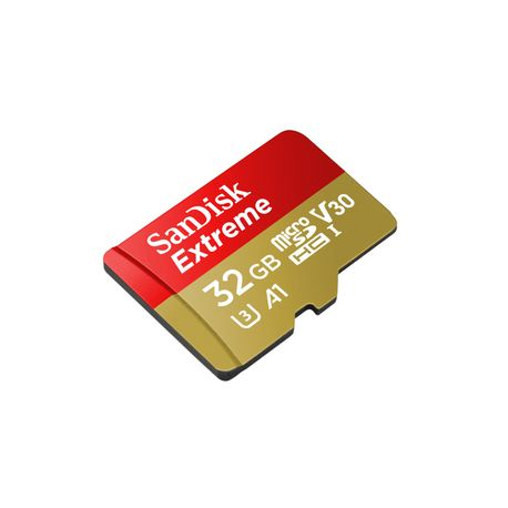 SanDisk Extreme - Flash memory card (microSDHC to SD adapter included) - 32 GB - A1 / Video Class V30 / UHS-I U3 / Class10 - microSDHC UHS-I - 1