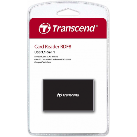Transcend RDF8K2 - Card reader (CF, SDHC, microSDHC, SDXC, microSDXC, SDHC UHS-I, SDXC UHS-I, microSDHC UHS-I, microSDXC UHS-I) - USB 3.1 Gen 1 - 3