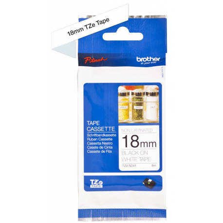 Brother TZe-N241 - Black on white - Roll (1.8 cm x 8 m) 1 cassette(s) non-laminated tape - for Brother PT-D600; P-Touch PT-1880; P-Touch Cube Plus PT-P710; P-Touch Cube Pro PT-P910 - 1