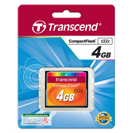 Transcend - Flash memory card - 4 GB - 133x - CompactFlash - 1