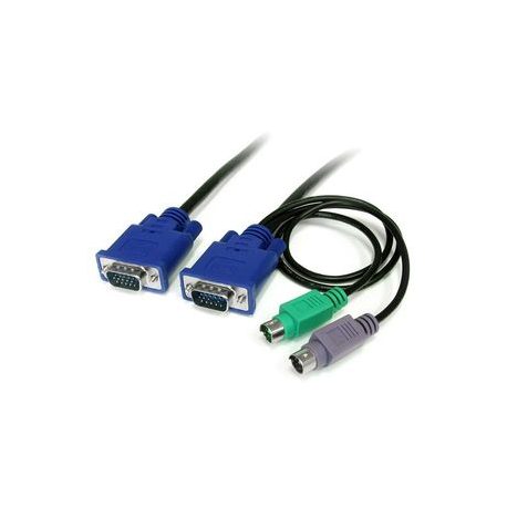 StarTech.com 3-in-1 Ultra Thin PS / 2 KVM Cable - Keyboard  /  video  /  mouse (KVM) cable - PS / 2, HD-15 (VGA) (M) to HD-15 (VGA) (M) - 6 ft - SVECON6 - Keyboard  /  video  /  mouse (KVM) cable - PS / 2, HD-15 (VGA) (M) to HD-15 (VGA) (M) - 1.8 m - molded - for P / N: CABCONS1716I, RACKCONS1908, RACKCONS1916, SV1631DUSBGB, SV831DUSBA, SV831DUSBGB - 3