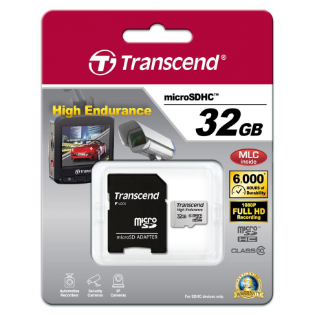 Transcend High Endurance - Flash memory card (microSDHC to SD adapter included) - 32 GB - UHS-I U1 / Class10 - SDHC - 2
