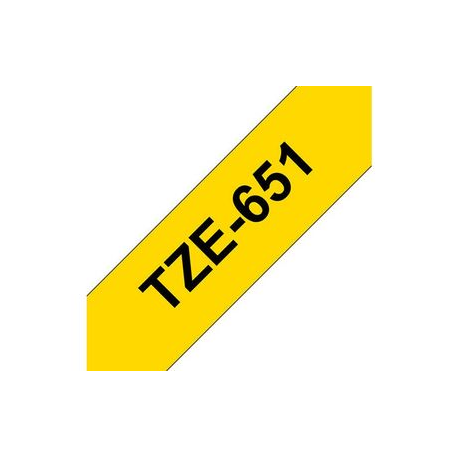 Brother TZe-651 - Standard adhesive - black on yellow - Roll (2.4 cm x 8 m) 1 cassette(s) laminated tape - for Brother PT-D600; P-Touch PT-1880, D450, D800, E550, E800, P900, P950; P-Touch EDGE PT-P750 - 3