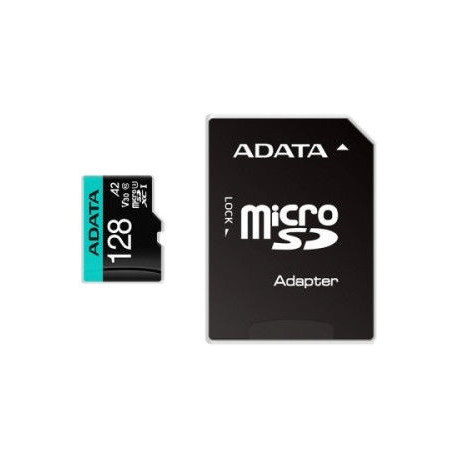 ADATA Premier Pro V30S - Flash memory card (SD adapter included) - 128 GB - A2 / Video Class V30 / UHS-I U3 / Class10 - microSDXC UHS-I - 2