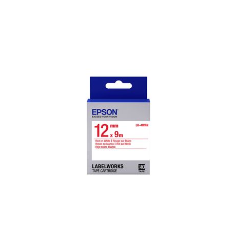 Epson LabelWorks LK-4WRN - Red on white - Roll (1.2 cm x 2.9 m) 1 cassette(s) label tape - for LabelWorks LW-1000, 300, 400, 600, 700, 900, K400, Z5000, Z5010, Z700, Z710, Z900 - 2