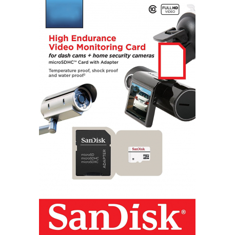 SanDisk High Endurance - Flash memory card (microSDXC to SD adapter included) - 128 GB - Video Class V30  /  UHS-I U3  /  Class10 - microSDXC UHS-I - 1